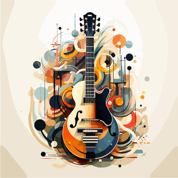 Vecteur fond musical abstrait avec guitare et notes illustration vectorielle