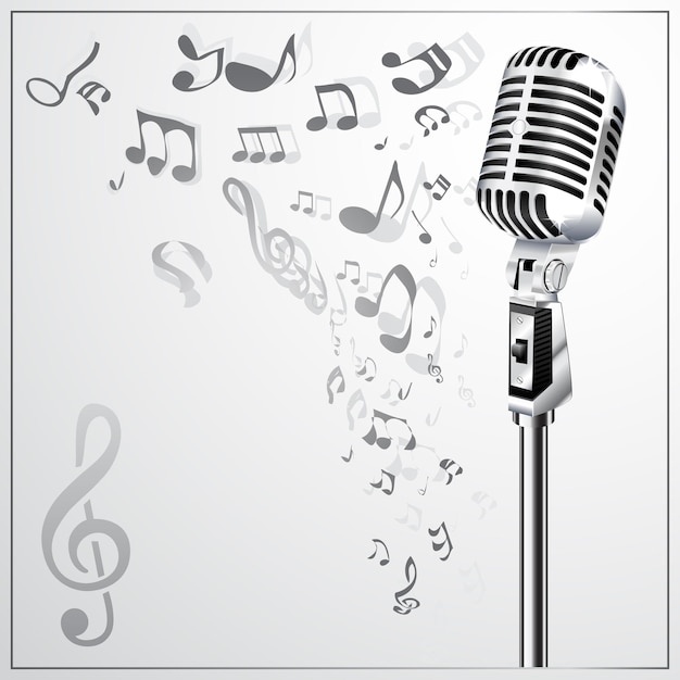 Fond musical avec microphone rétro
