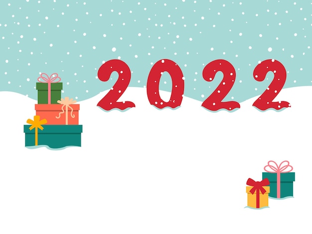 Fond de neige avec des cadeaux de Noël 2022