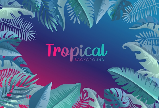 Fond De Néon à La Mode Tropicale