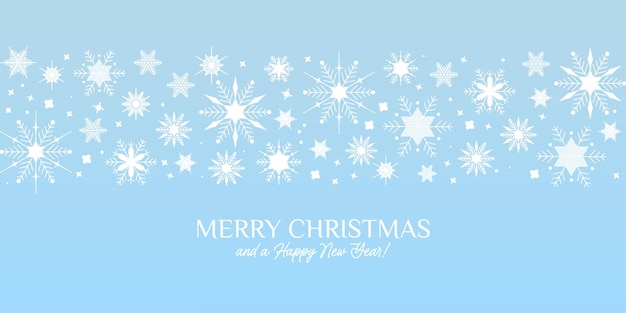 Fond de Noël bleu avec bordure faite d'étoiles d'or et de flocons de neige argentés. Carte de voeux de Noël chic. Illustration vectorielle