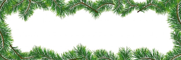 Vecteur fond de noël avec des branches de sapin. illustration avec cadre et surface