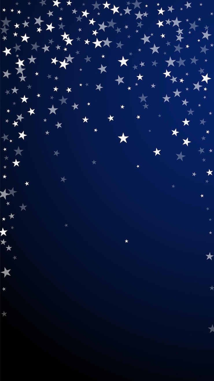 Vecteur fond de noël d'étoiles filantes aléatoires. flocons de neige volants subtils et étoiles sur fond bleu foncé. modèle de superposition de flocon de neige argenté d'hiver séduisant. illustration verticale dramatique.