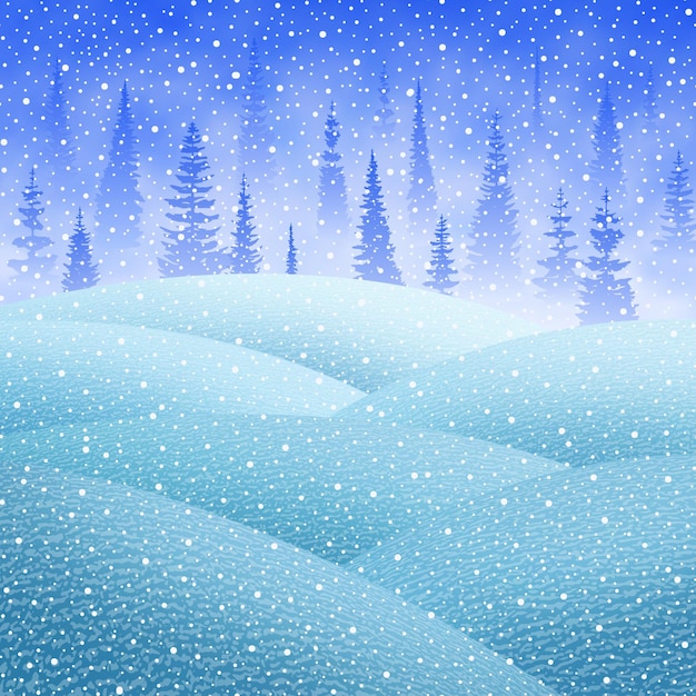 Fond de Noël festif, forêt, il neige, illustration vectorielle