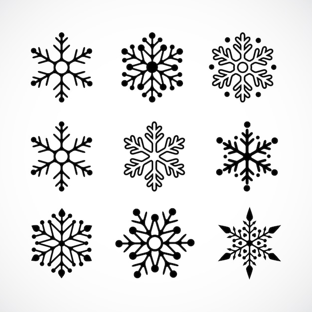 Fond de Noël avec des icônes de flocons de neige