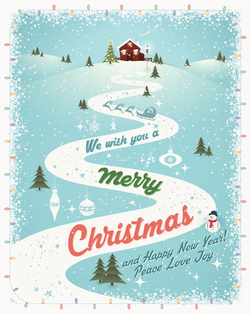 Fond De Noël Vintage Vector Avec Typographie