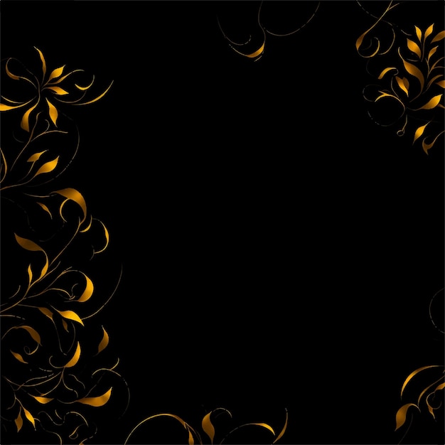 Fond noir avec des fleurs d'or et un fond noir