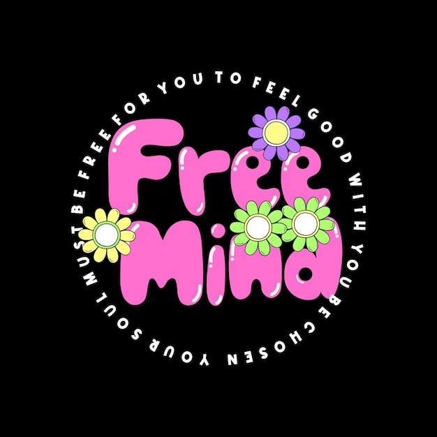 Un Fond Noir Avec Un Logo Free Mind Rose Et Jaune.