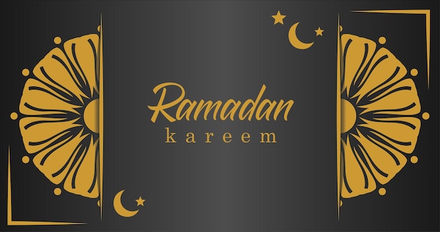 Vecteur un fond noir avec un logo ramadan kareem bleu et jaune.