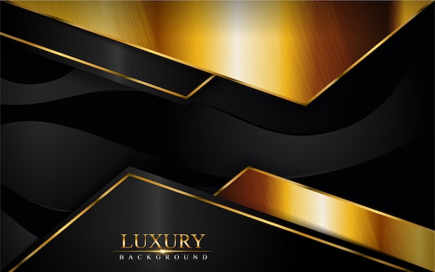 Fond noir de luxe avec composition de lignes dorées