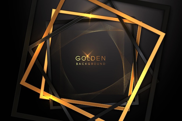 Fond noir luxueux avec une combinaison d'or brillant dans un style 3D.