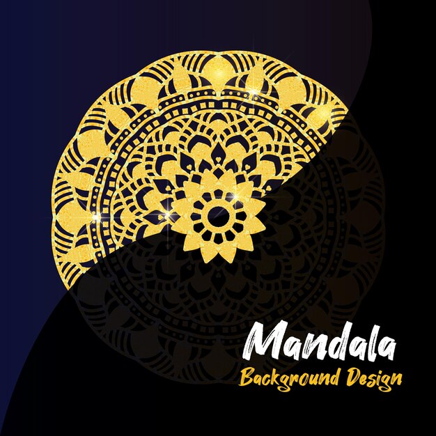 Fond noir de mandala ornemental de luxe avec décoration dorée