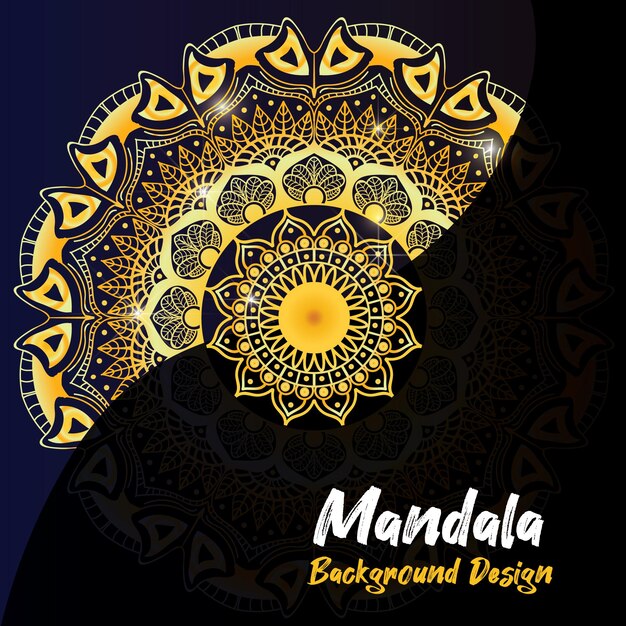 Fond noir de mandala ornemental de luxe avec décoration dorée