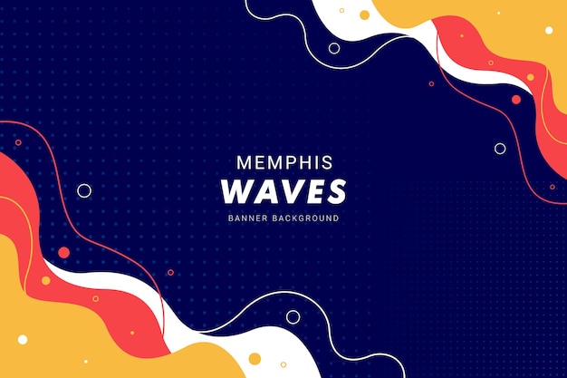 Fond Noir Memphis Waves Pour La Conception De Modèle De Bannière Dépliant Brochure