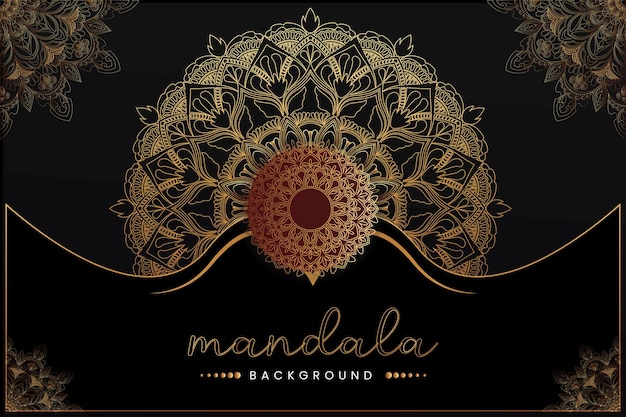 Vecteur un fond noir et or avec un motif de mandala