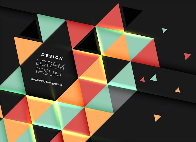 Un fond noir avec des triangles et les mots design et les mots « design » au milieu.