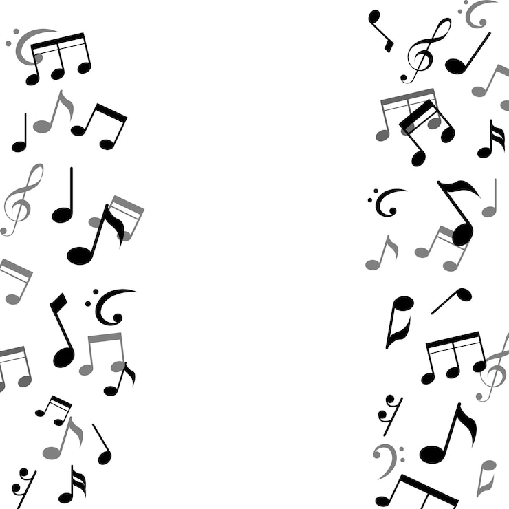 Vecteur fond avec des notes de musique symboles musicaux en noir et blanc