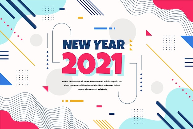Fond de nouvel an 2021 au design plat