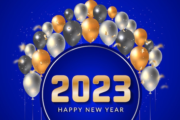 fond de nouvel an 2023 avec Ballon réaliste.