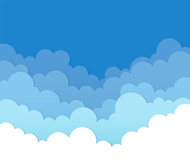 fond de nuages bleus blancs avec style papercut
