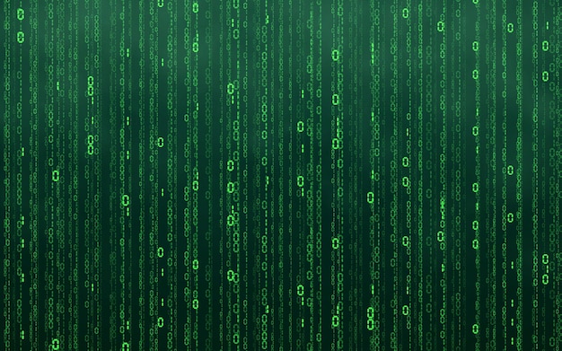 Fond numérique de matrice verte. Technologie de réseau numérique en baisse de nombres. Cyberespace futuriste. Illustration vectorielle.