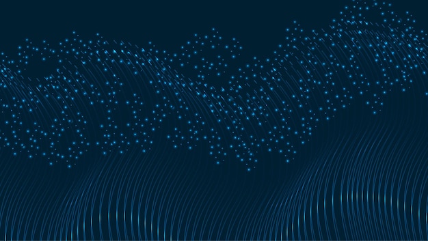 Fond d'onde de flux de technologie numérique Lignes de particules de mouvement de lignes de points d'illustration vectorielle