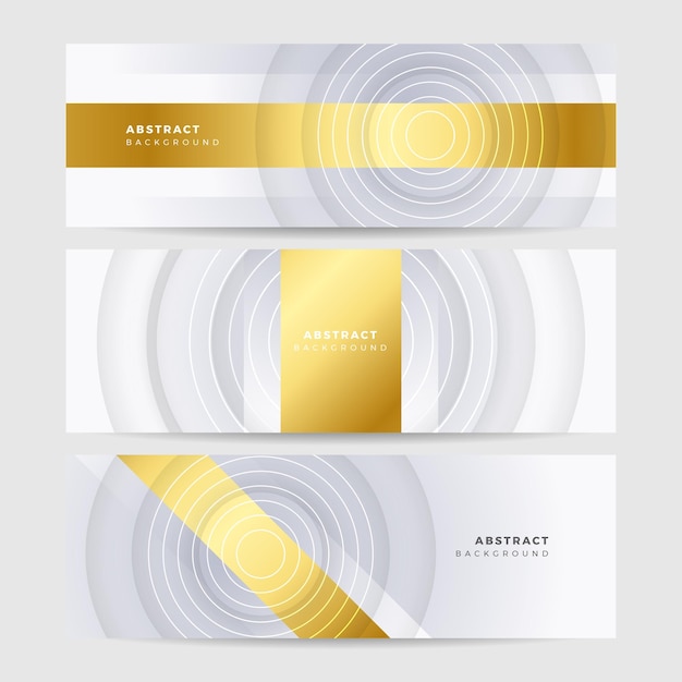Fond d'or blanc minimal et propre moderne avec une forme de cercle d'onde de ligne réaliste Design argenté élégant pour le fond d'écran de présentation Web