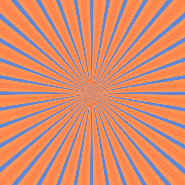 Vecteur fond orange et bleu avec des rayons solaires lignes bleues et orange lumière de fond