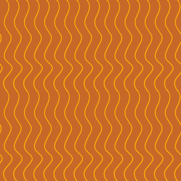 Vecteur fond orange avec des lignes ondulées jaunes motif géométrique de lignes parallèles dessinées à la main