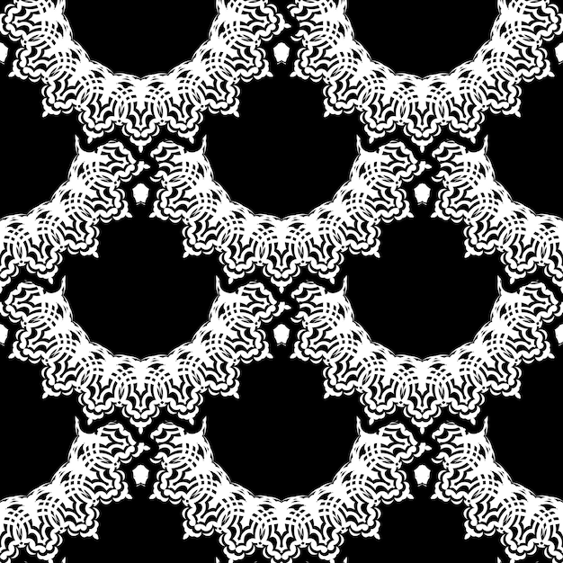 Vecteur fond oriental vectorielle continue fond d'écran dans un modèle de style vintage élément floral noir et blanc ornement graphique pour l'emballage de tissu de papier peint ornement floral oriental