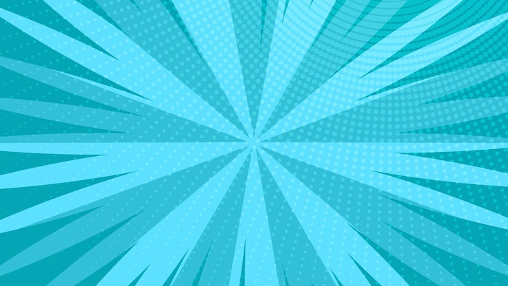 Vecteur fond de page de bande dessinée bleu dans un style pop art avec un espace vide. modèle avec des rayons, des points et une texture effet demi-teinte. illustration vectorielle
