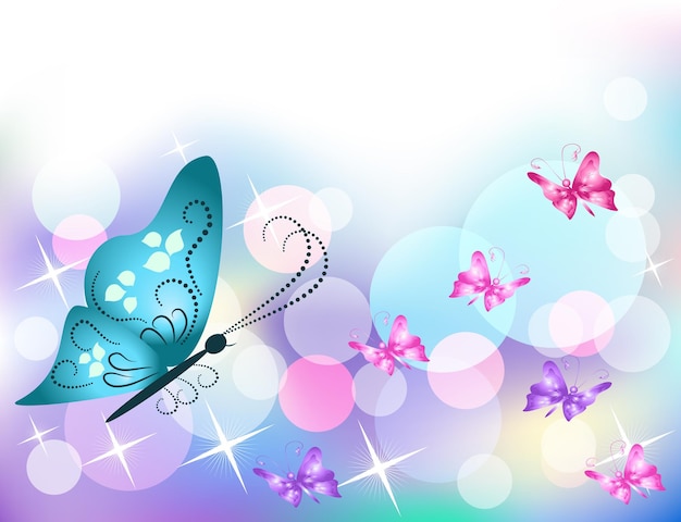 Fond avec papillon et étoiles