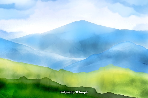 Fond de paysage aquarelle montagnes