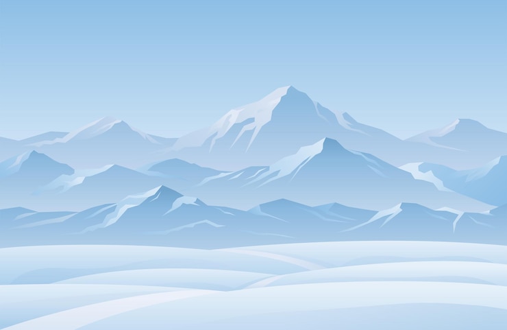 Vecteur fond de paysage d'hiver de montagne de neige