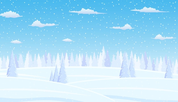 Vecteur fond de paysage de noël avec neige et arbre