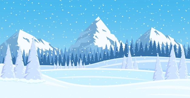 Fond de paysage de Noël avec neige et arbre