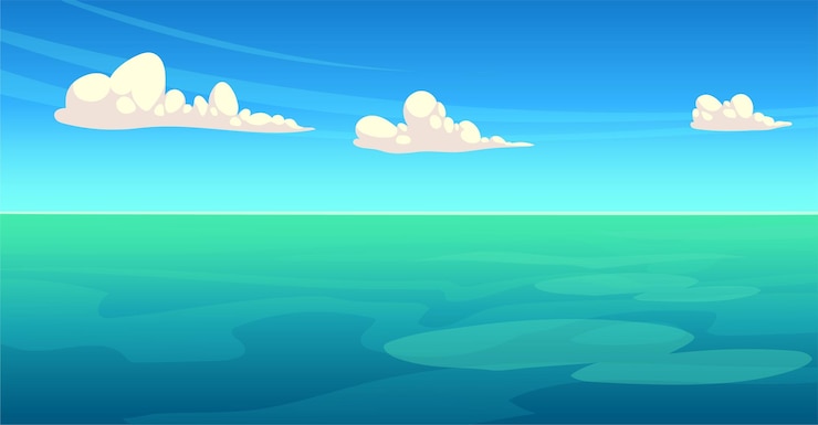 Vecteur fond de paysage océanique et nuages