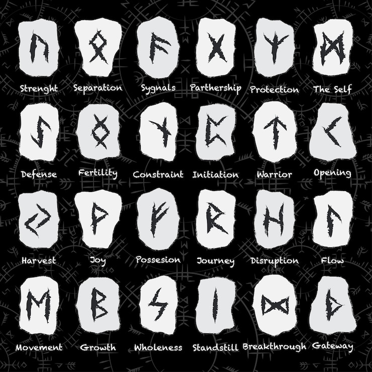 Vecteur fond de pierres runes viking blanc grunge