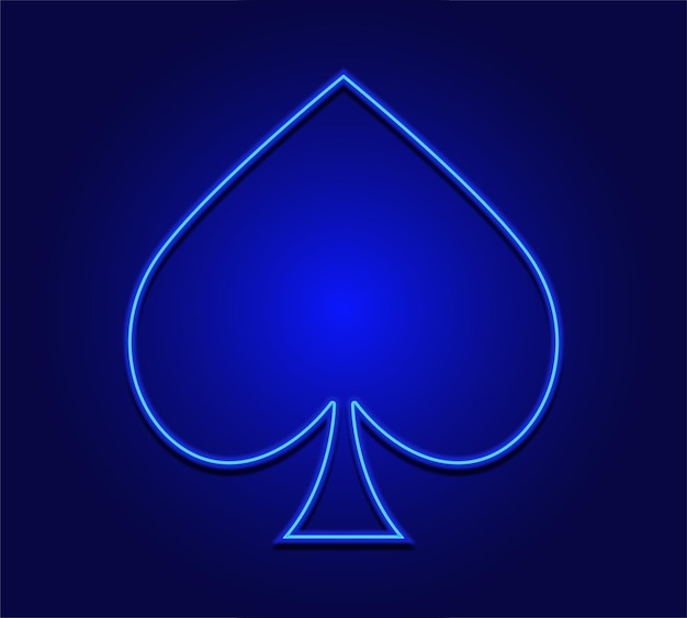 fond de pique néon bleu symbole de carte de pique