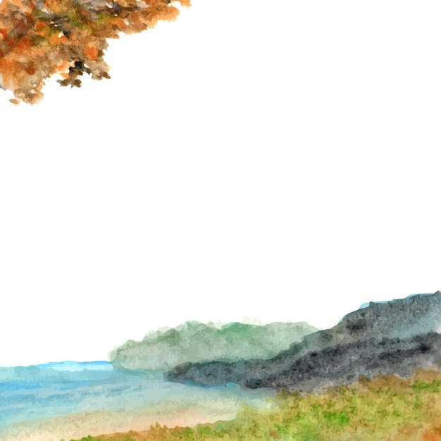 fond de plage aquarelle paysage