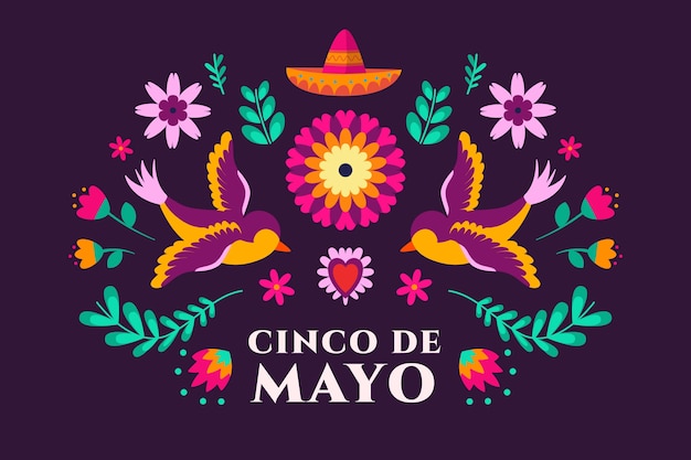 Vecteur fond plat de cinco de mayo