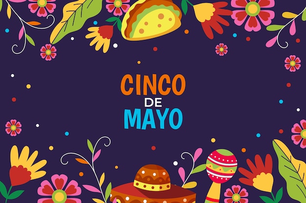 Vecteur fond plat de cinco de mayo