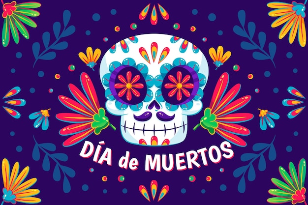 Vecteur fond plat dia de muertos