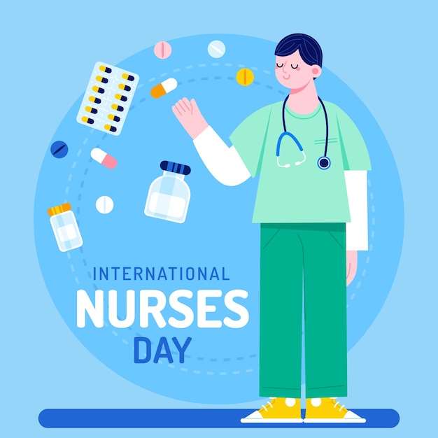 Vecteur fond plat de la journée internationale des infirmières