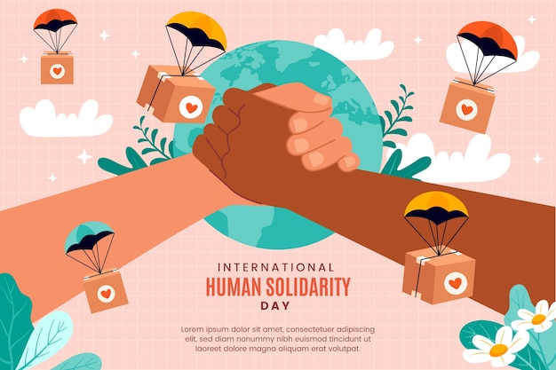 Vecteur fond plat de la journée internationale de la solidarité humaine