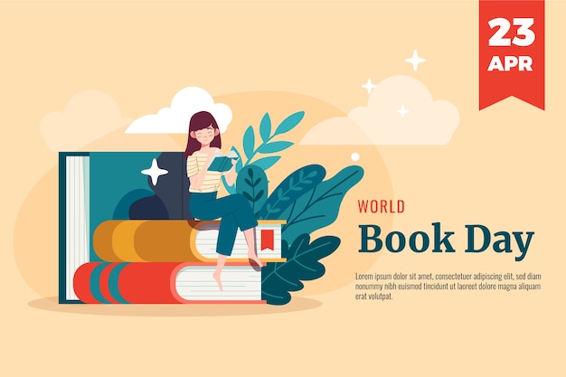 Fond plat de la journée mondiale du livre
