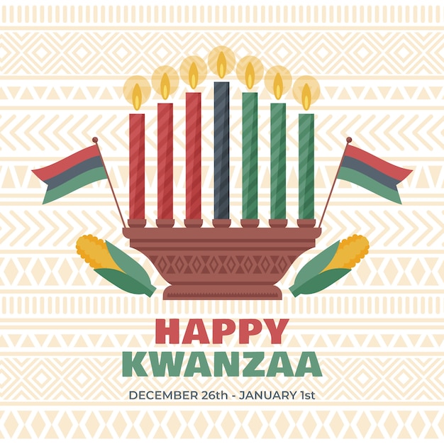 Vecteur fond plat de kwanzaa