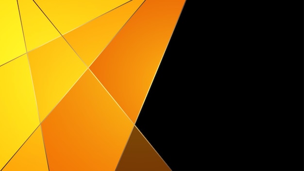 Fond Polygonal Orange Avec Des Lignes Dorées