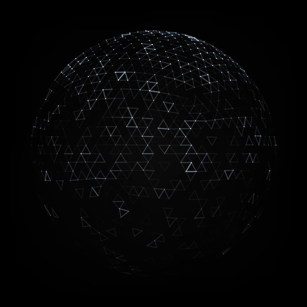 Fond polygonale de vecteur. Illustration de fond abstrait avec sphère low poly. Conception abstraite pour bannière, affiche, flyer.