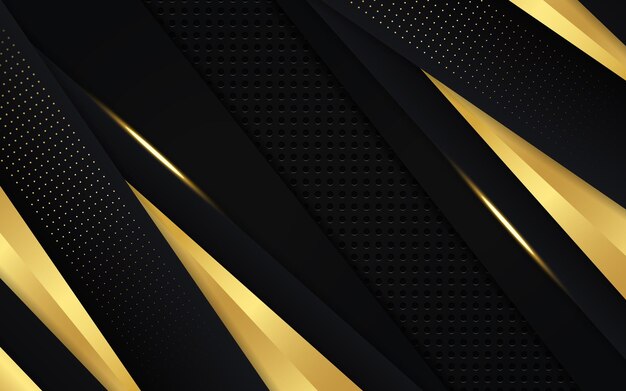 fond premium sombre de luxe moderne avec un design qui se chevauche avec des lignes dorées